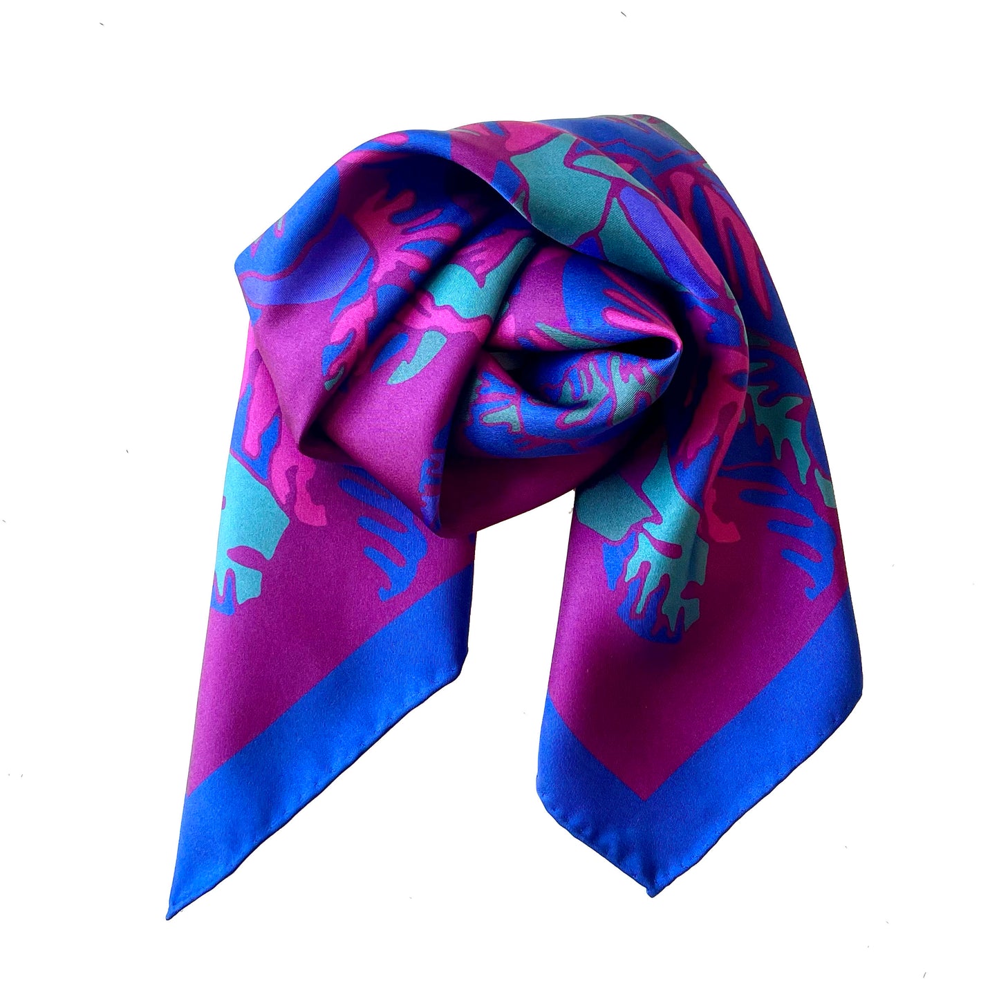 Purple Jungle Leaf Silk Twill Scarf 68cm