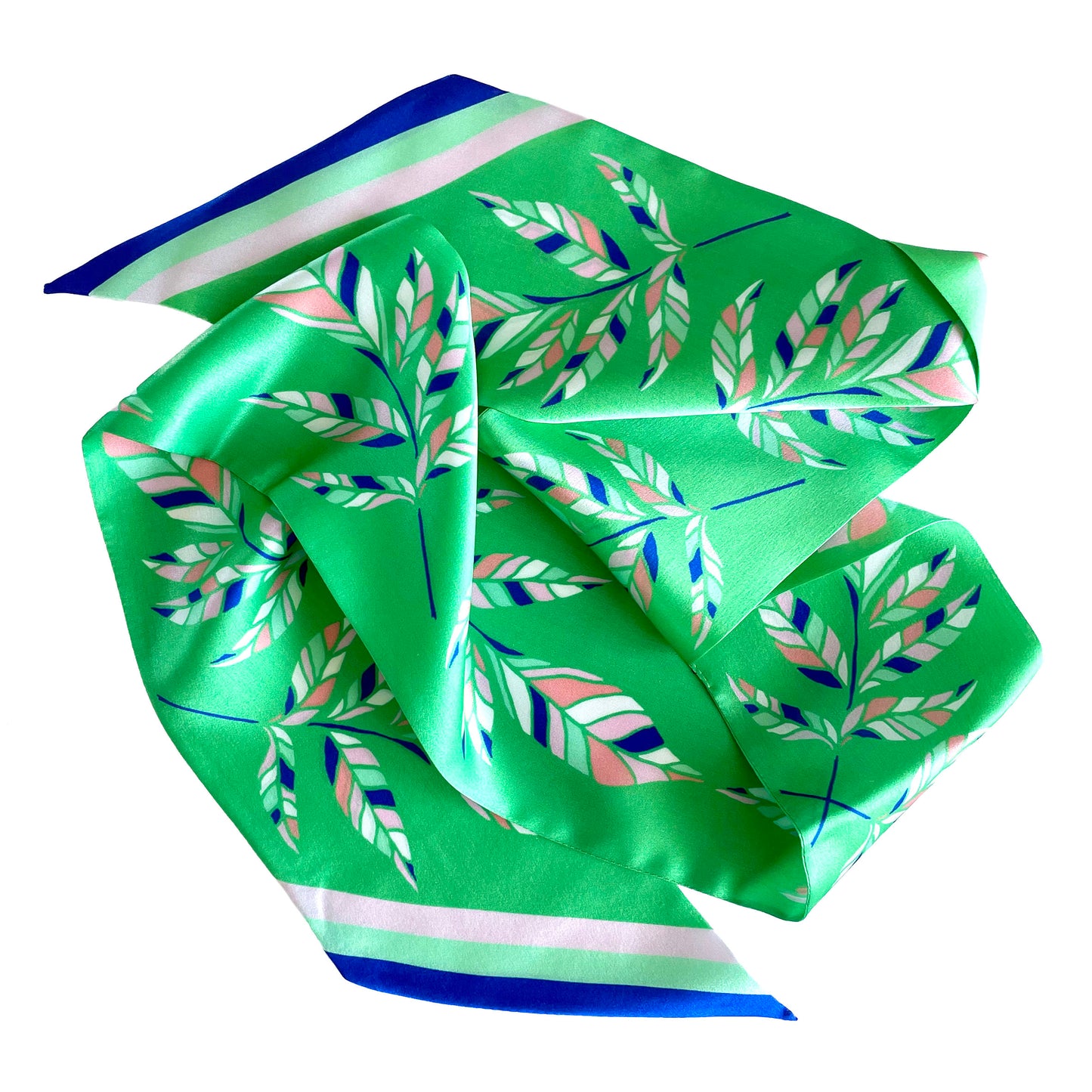 Green Leaf Satin Twilly Scarf