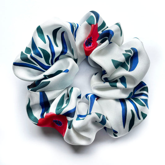 White Poppy Silk Scrunchie