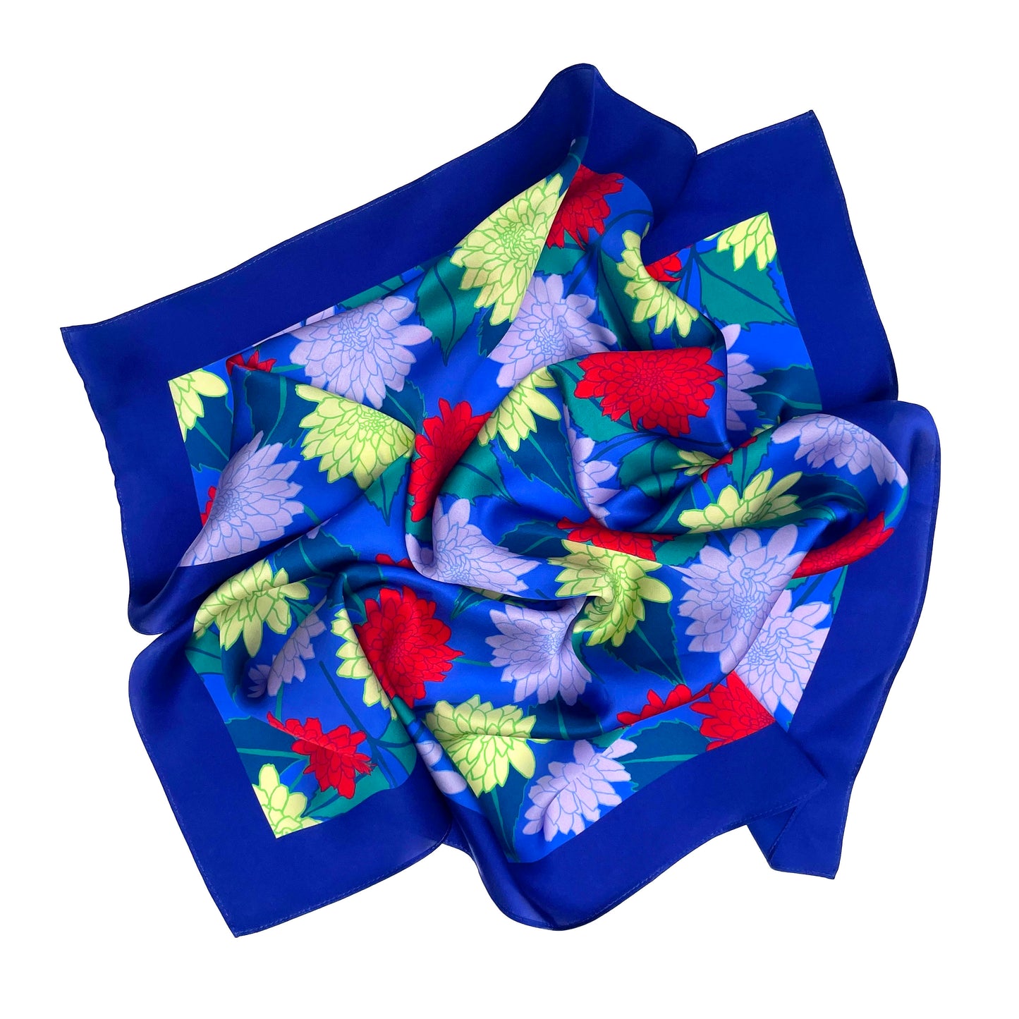 Blue Dahlia Print Scarf Medium