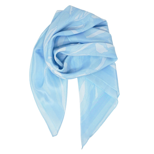 Pale Blue Waterlily Silk Scarf Large