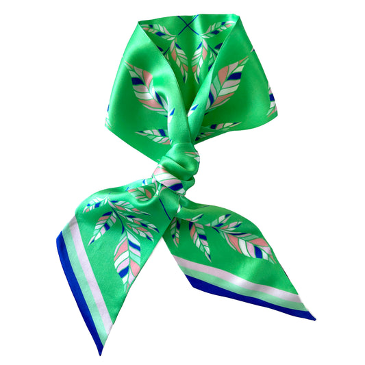 Green Leaf Satin Twilly Scarf