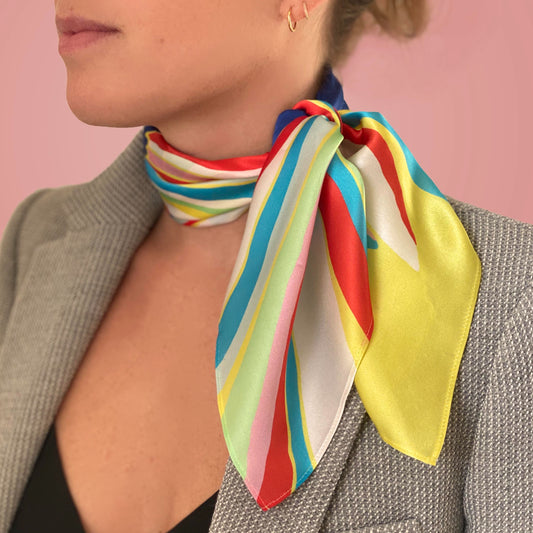 Yellow Daisy Print Silk Scarf 60cm