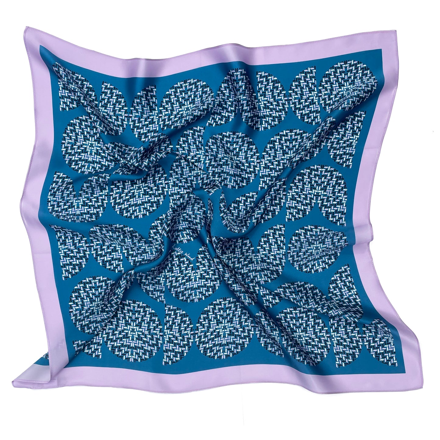 Blue Geometric Print Silk Scarf Medium